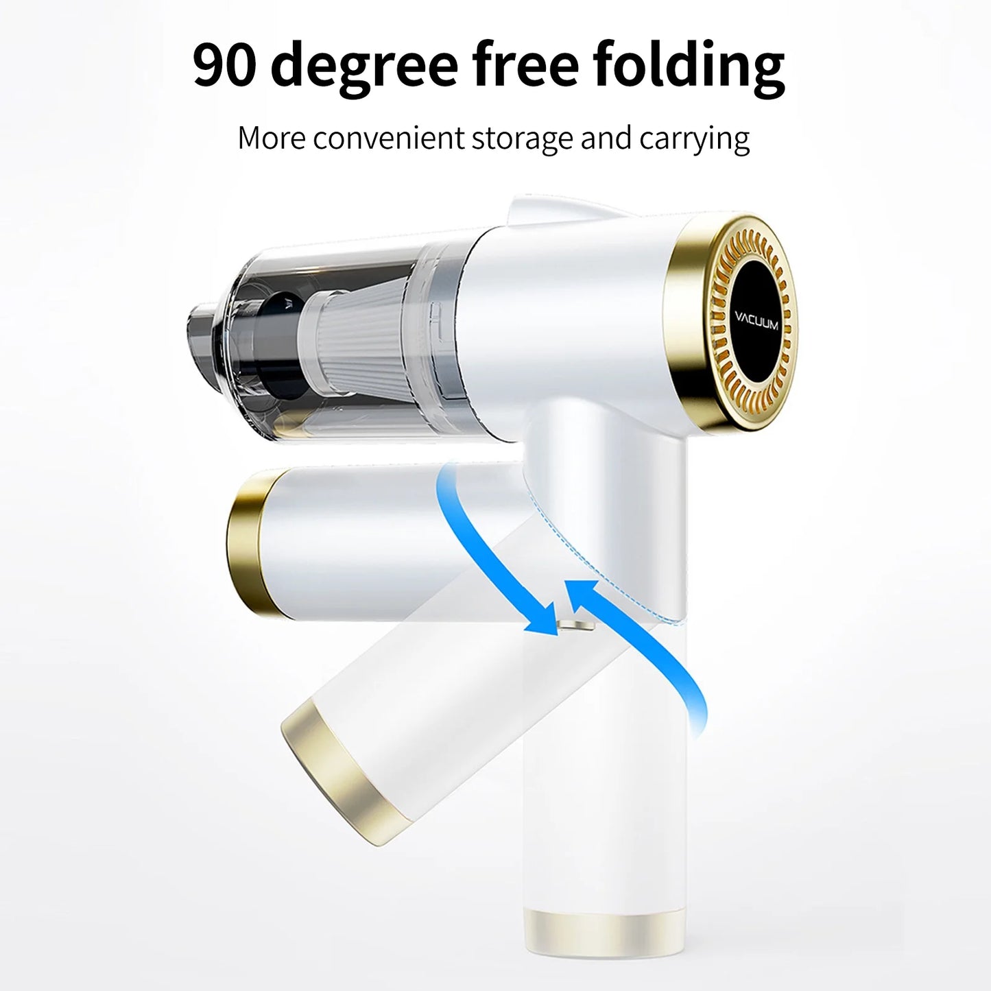 9000PA Cordless Car Vacuum Cleaner – High Suction Handheld Vacuum with 90° Foldable Design & Cleaning Brush for Car, Home & Office